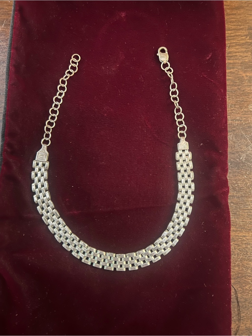 Taxco Sterling Silver Multi-Row Box Chain Choker Style Necklace.